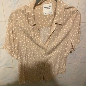 Leopard print cream button up blouse